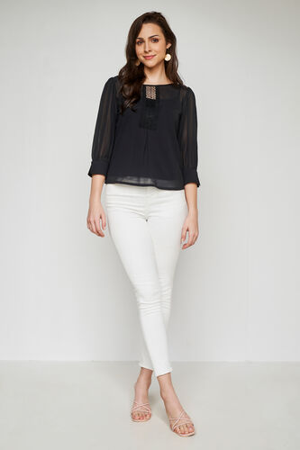 Black Formal Straight Top, Black, image 3